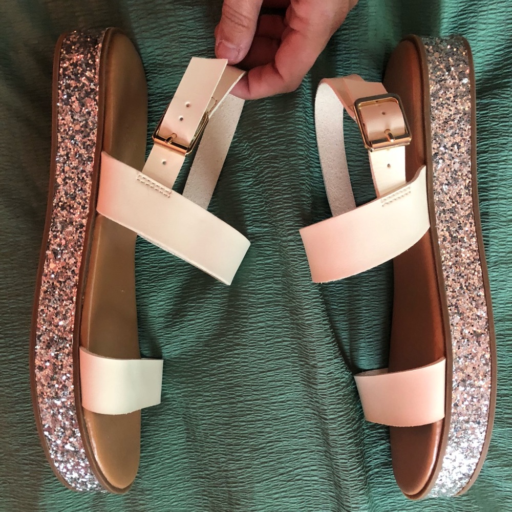 Never worn J.Crew white platform sandals